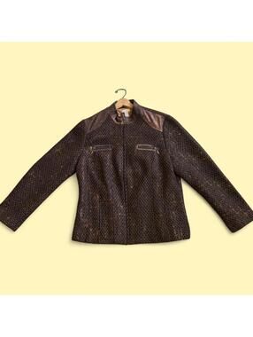 Y2K Chico’s Kellina Metallic Tweed Moto Jacket 🤎